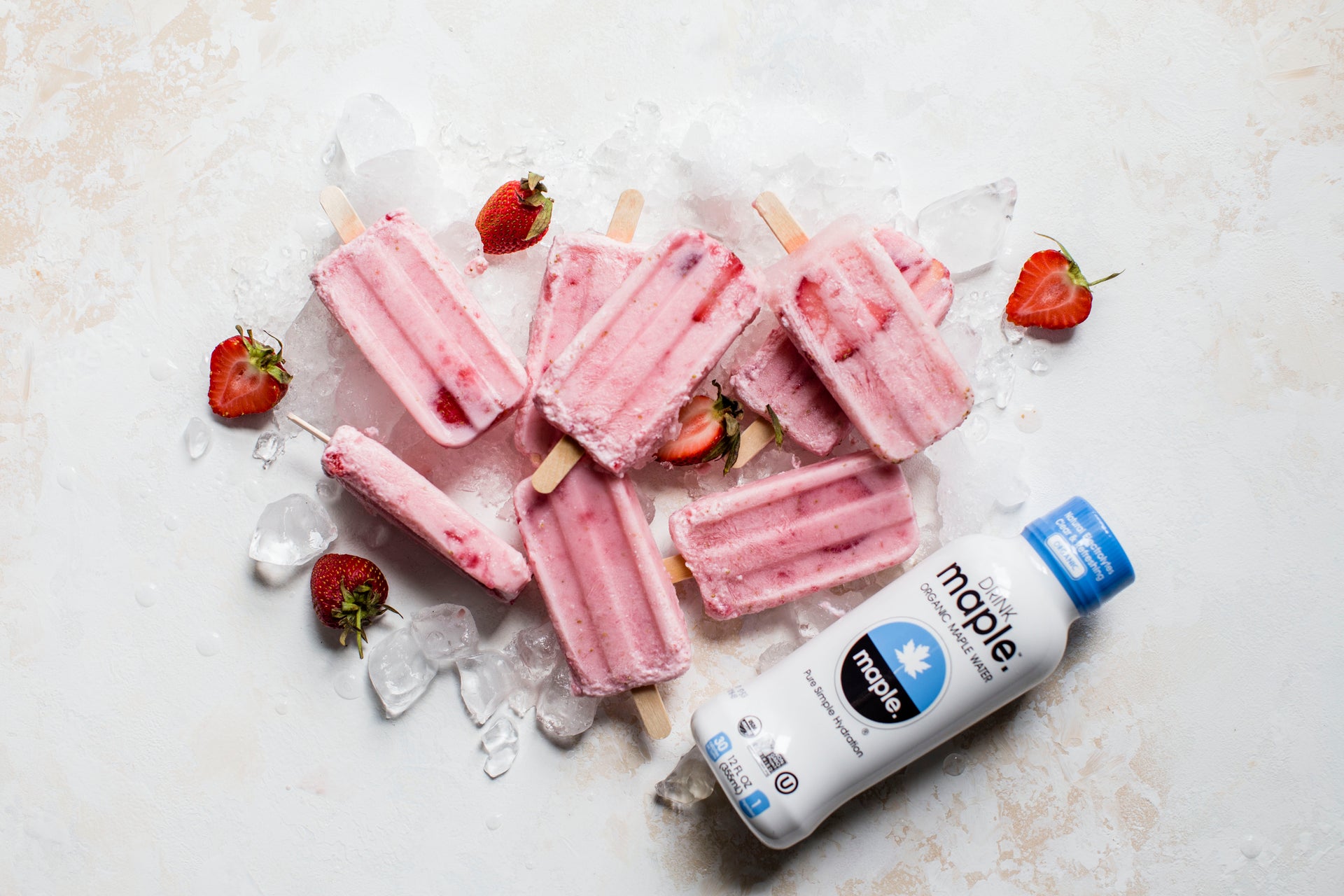 Strawberry Maple Water Popsicles